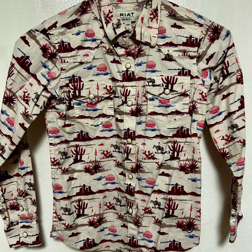 Girls Ariat LS Yuma Landscape Print Shirt - Multicolor